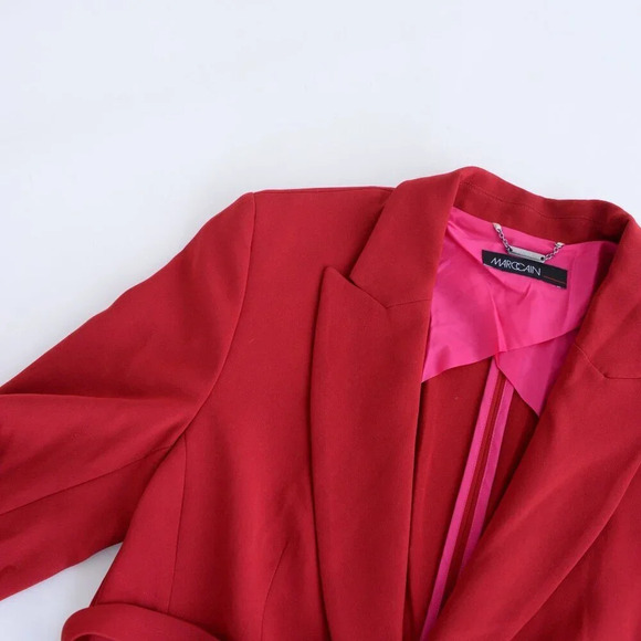 Marc Cain Red Single Button Blazer w Belt Tie Size 2 NWT - Picture 12 of 15